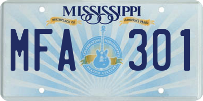 MS license plate MFA301