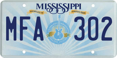 MS license plate MFA302