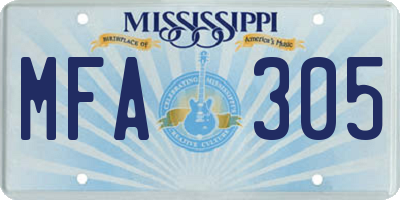 MS license plate MFA305