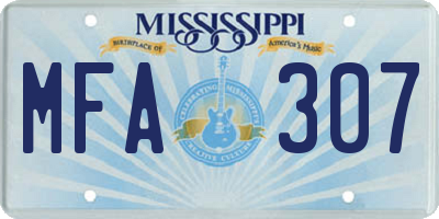 MS license plate MFA307