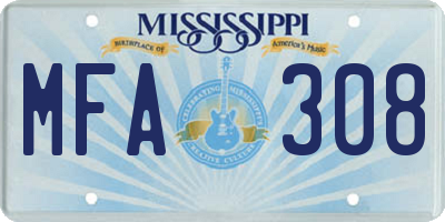 MS license plate MFA308