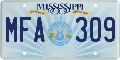 MS license plate MFA309