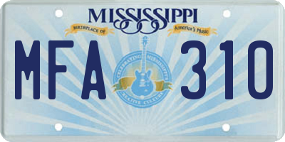 MS license plate MFA310