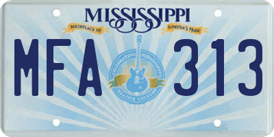 MS license plate MFA313