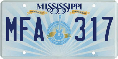 MS license plate MFA317