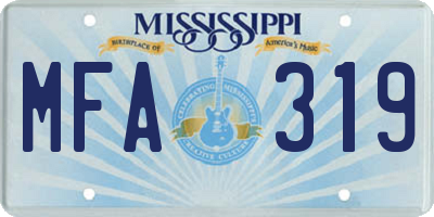 MS license plate MFA319