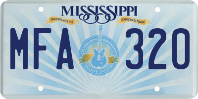 MS license plate MFA320