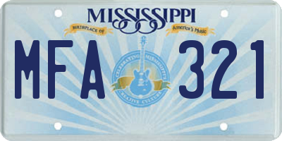 MS license plate MFA321
