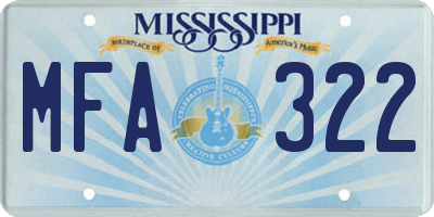 MS license plate MFA322