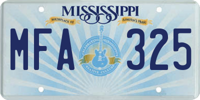 MS license plate MFA325