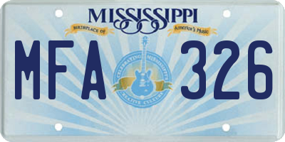 MS license plate MFA326
