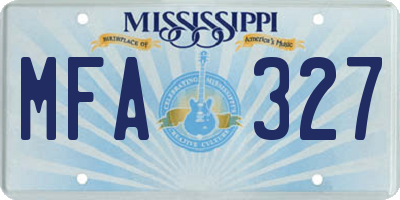 MS license plate MFA327