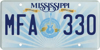 MS license plate MFA330
