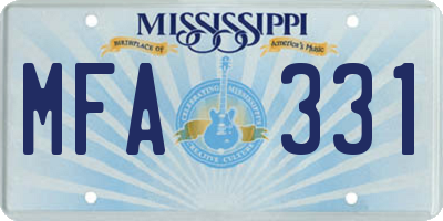 MS license plate MFA331