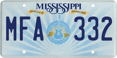 MS license plate MFA332