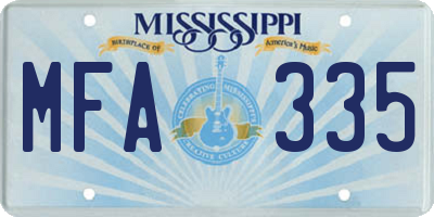 MS license plate MFA335