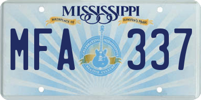 MS license plate MFA337