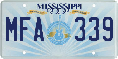 MS license plate MFA339