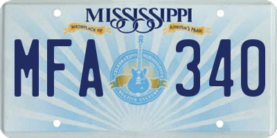 MS license plate MFA340