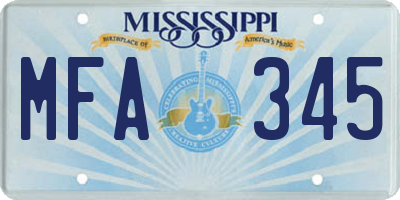 MS license plate MFA345