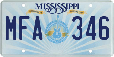 MS license plate MFA346