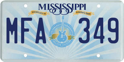 MS license plate MFA349