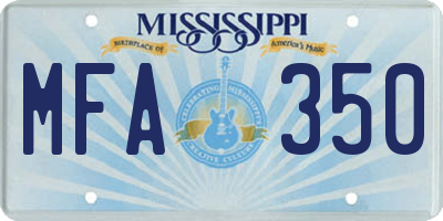 MS license plate MFA350