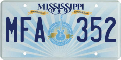 MS license plate MFA352