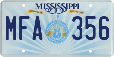 MS license plate MFA356