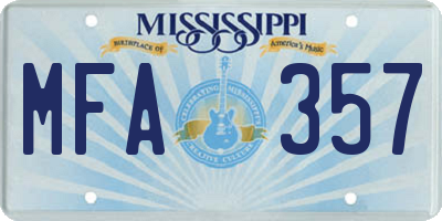 MS license plate MFA357