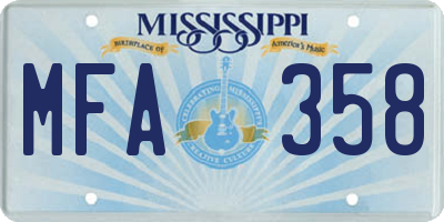 MS license plate MFA358