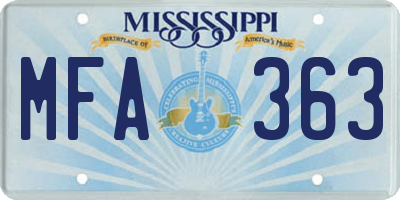 MS license plate MFA363