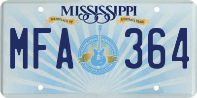 MS license plate MFA364
