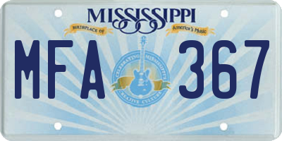 MS license plate MFA367