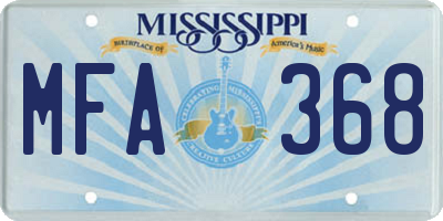 MS license plate MFA368