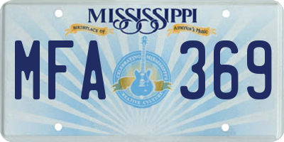 MS license plate MFA369