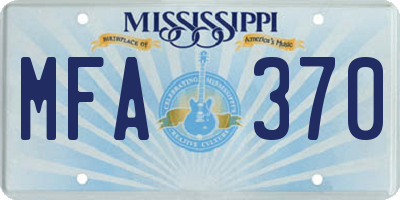MS license plate MFA370