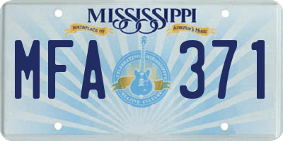 MS license plate MFA371