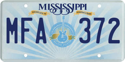 MS license plate MFA372