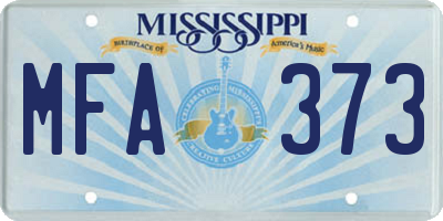 MS license plate MFA373