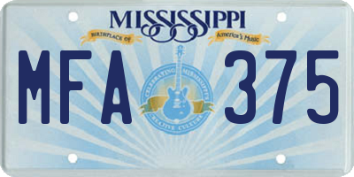 MS license plate MFA375