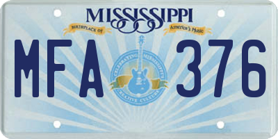 MS license plate MFA376