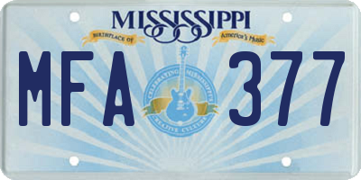 MS license plate MFA377