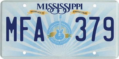 MS license plate MFA379