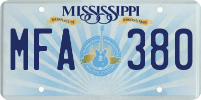 MS license plate MFA380