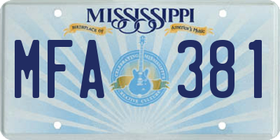 MS license plate MFA381
