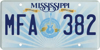 MS license plate MFA382