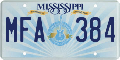 MS license plate MFA384