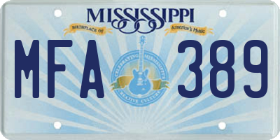 MS license plate MFA389