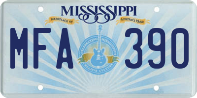 MS license plate MFA390